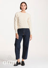 Crop Cable Knit Aran Sweater | Natural