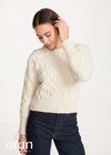 Crop Cable Knit Aran Sweater | Natural