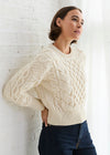 Crop Cable Knit Aran Sweater | Natural