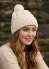 Cable Aran Hat with Pom Pom | Cream