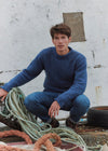 Men's Donegal Roll Neck Fisherman Sweater - Blue Fleck | 100% Pure New Wool