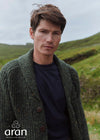 Men's Fisherman Rib Shawl Cardigan | Green