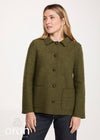 Women's Aran Pure New Wool Jacket | Green - Clearance