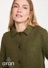 Women's Aran Pure New Wool Jacket | Green - Clearance