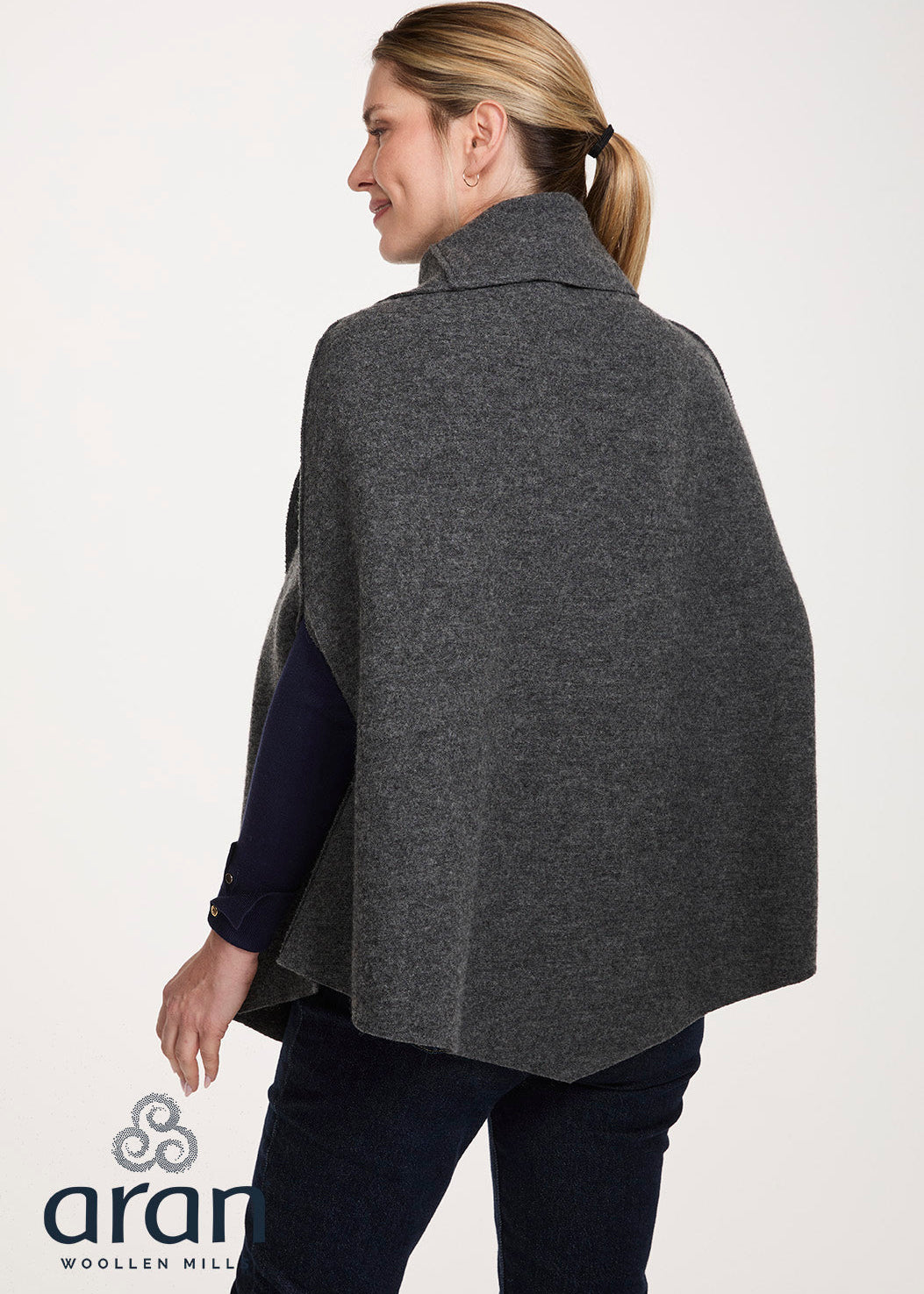 Aran Woollen Mills 100% Pure New Wool Poncho Cape
