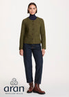 Women's Aran Pure New Wool Cropped Jacket | Green