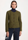 Women's Aran Pure New Wool Cropped Jacket | Green