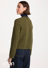 Women's Aran Pure New Wool Cropped Jacket | Green