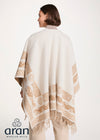 Aran 100% Wool Reversible Celtic Shawl | Natural - Clearance