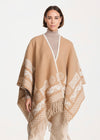 Aran 100% Wool Reversible Celtic Shawl | Natural