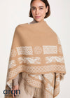 Aran 100% Wool Reversible Celtic Shawl | Natural