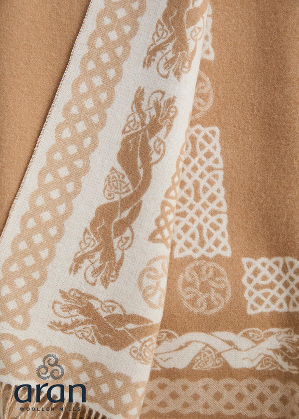 Aran 100% Wool Reversible Celtic Blanket | Natural