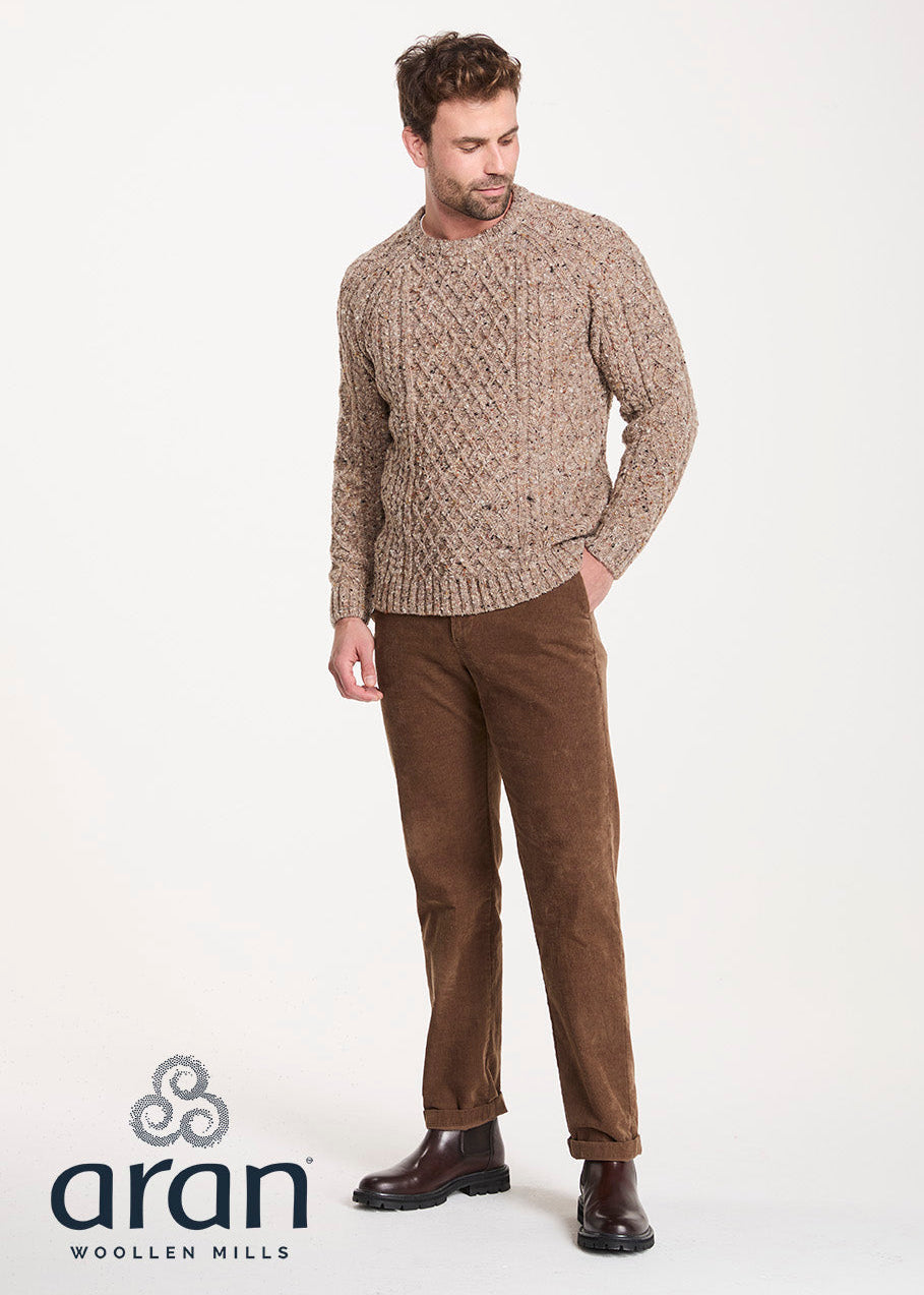 Donegal Tweed Aran Crew Neck Sweater — Oatmeal