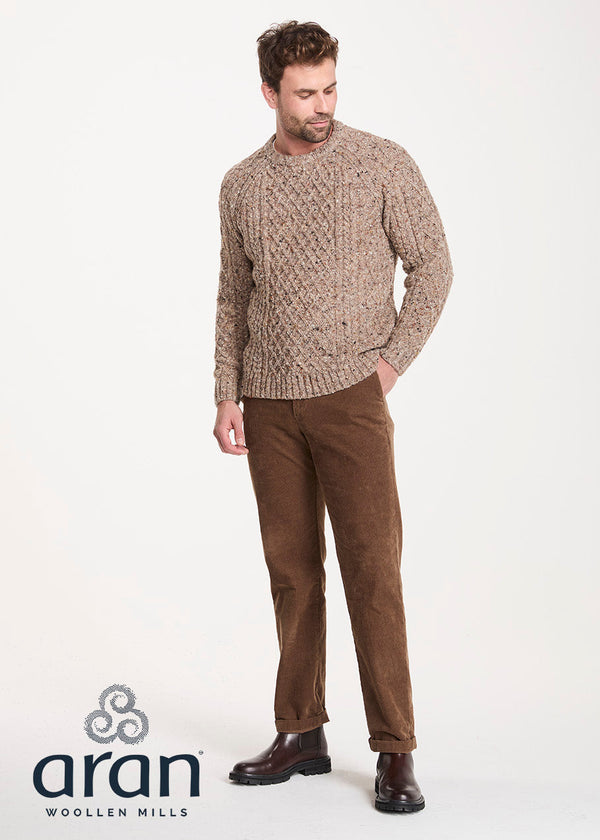 Donegal Tweed Aran Crew Neck Sweater — Oatmeal