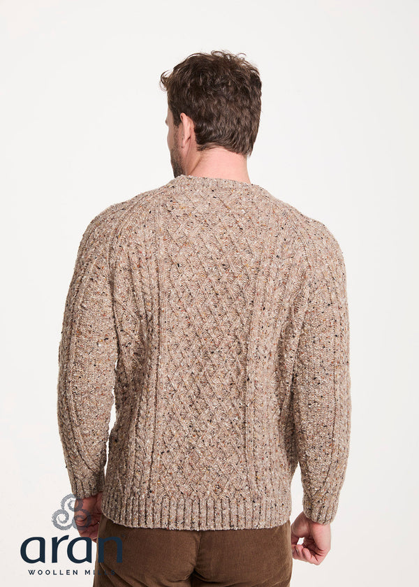 Donegal Tweed Aran Crew Neck Sweater — Oatmeal