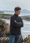 Men's Lined Wool Aran Cardigan | Charcoal