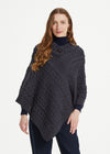 Aran Woollen Mills Cable Knit Poncho – Charcoal