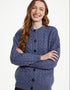 Achill Island Merino Wool Ladies Aran Cardigan | Denim