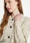 Ladies Aran Cardigan in Flecked Cream | 100% Wool