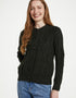 Inagh Ladies Aran Cardigan | Army Green | 100% Worsted Wool