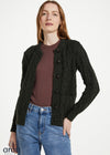 Inagh Ladies Aran Cardigan | Army Green | 100% Worsted Wool