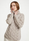 Women's Aran Cowl Neck Chunky Sweater | Oatmeal