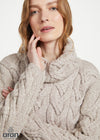 Women's Aran Cowl Neck Chunky Sweater | Oatmeal