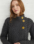 Aran 3 Buttons Trellis Cardigan | Charcoal