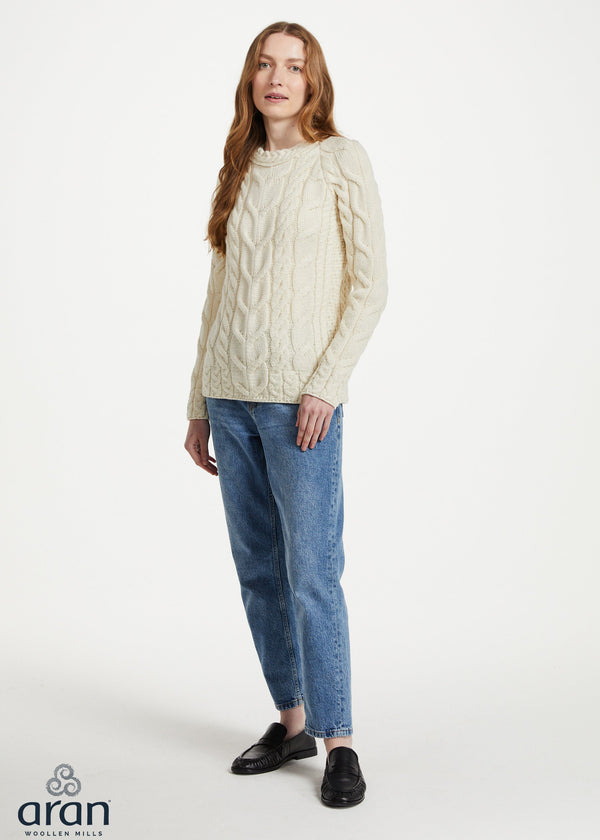 Women's Listowel Aran Cabled Sweater – Natural