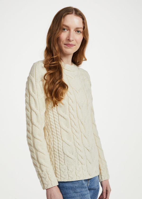 Women's Listowel Aran Cabled Sweater – Natural