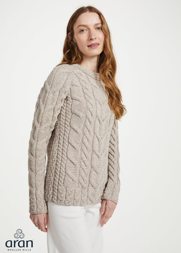 Women's Listowel Aran Cabled Sweater | Oatmeal