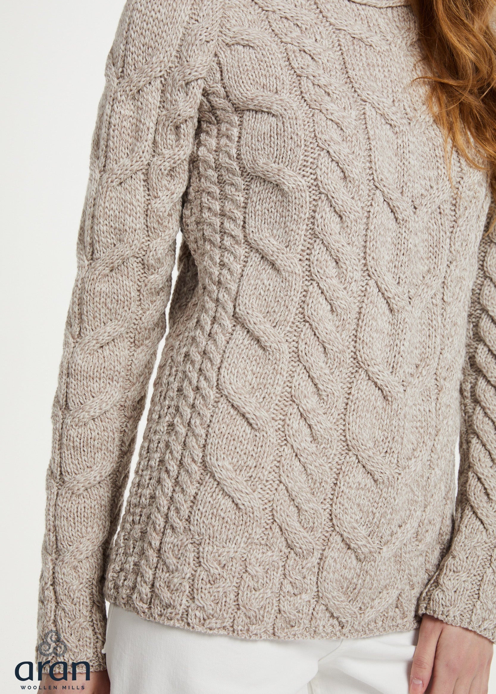 Women's Listowel Aran Cabled Sweater | Oatmeal
