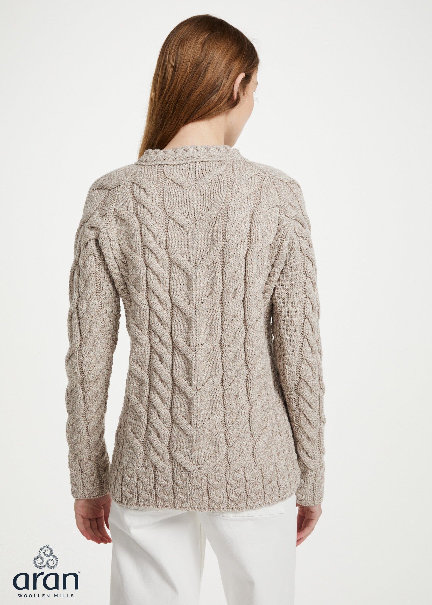 Women's Listowel Aran Cabled Sweater | Oatmeal