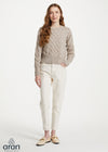 Crop Cable Knit Aran Sweater | Oatmeal
