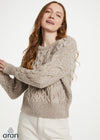 Crop Cable Knit Aran Sweater | Oatmeal