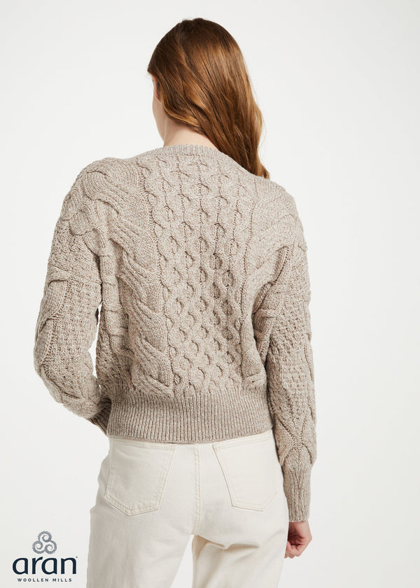 Crop Cable Knit Aran Sweater | Oatmeal