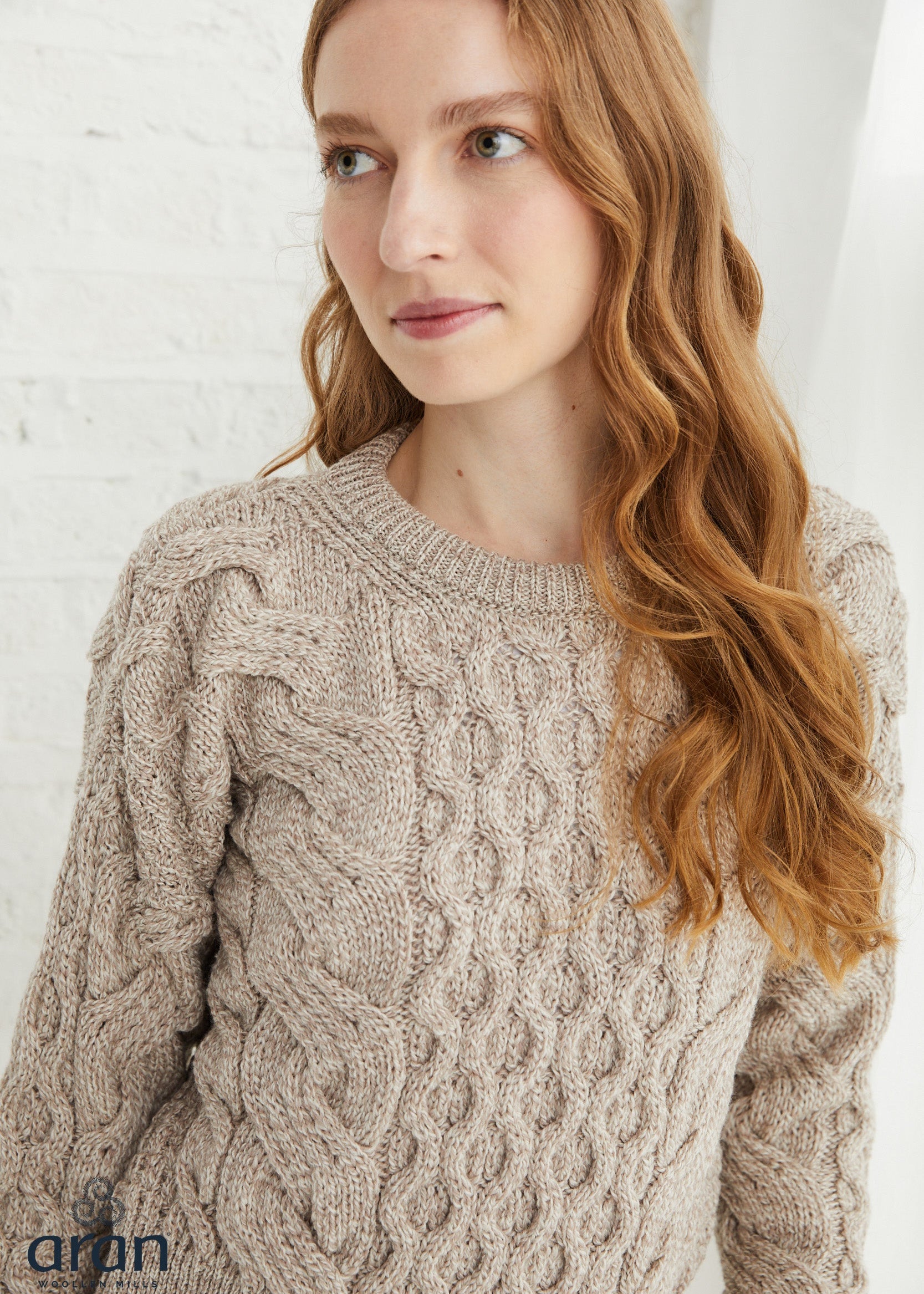 Crop Cable Knit Aran Sweater | Oatmeal
