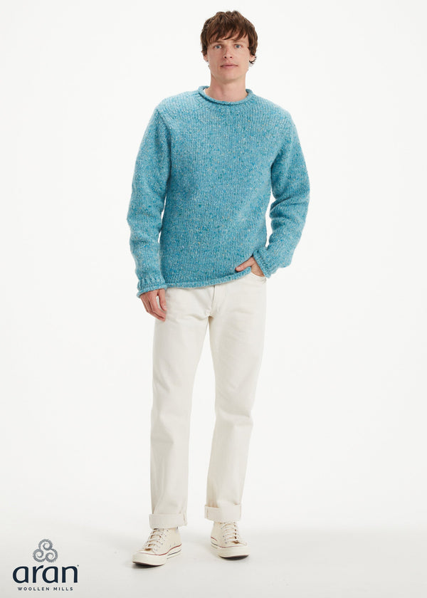 Donegal Roll Neck Fisherman Sweater - Ocean Treasure | 100% Wool
