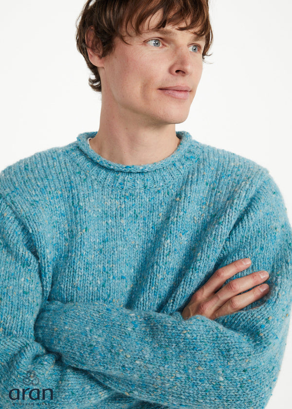Donegal Roll Neck Fisherman Sweater - Ocean Treasure | 100% Wool