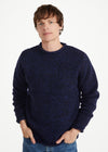 Men's Raheen Tweed Roll Neck Sweater - Navy Fleck | 100% Pure New Wool