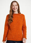 Ladies Donegal Roll Neck Sweater - Orange | 100% Wool Knitwear