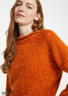 Ladies Donegal Roll Neck Sweater - Orange | 100% Wool Knitwear
