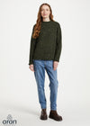 Ladies Donegal Roll Neck Sweater - Green | 100% Wool Knitwear