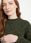 Ladies Donegal Roll Neck Sweater - Green | 100% Wool Knitwear