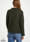 Ladies Donegal Roll Neck Sweater - Green | 100% Wool Knitwear