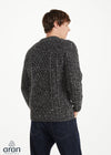 Donegal Tweed Aran Crew Neck Sweater | Charcoal Fleck