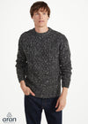 Donegal Tweed Aran Crew Neck Sweater | Charcoal Fleck