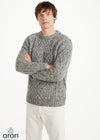 Donegal Tweed Aran Crew Neck Sweater | Silver