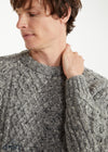Donegal Tweed Aran Crew Neck Sweater | Silver Fleck
