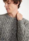 Donegal Tweed Aran Crew Neck Sweater | Silver